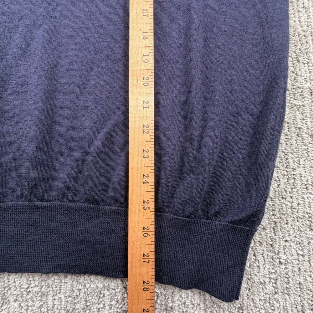 Polo Ralph Lauren Sweater Mens XXL Navy Blue Merino Wool V-Neck Custom Fit